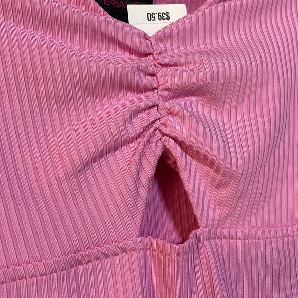 NWT(M) (XL) pink long sleeves bodysuit keyhole ruched bust high waist low rise - Picture 6 of 9